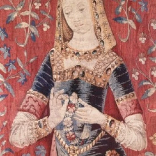 Lady and the Unicorn - Sense of Smell Detail 15th Century Tapestry Flemish Musee National du Moyen Age Thermes & 18 x 24