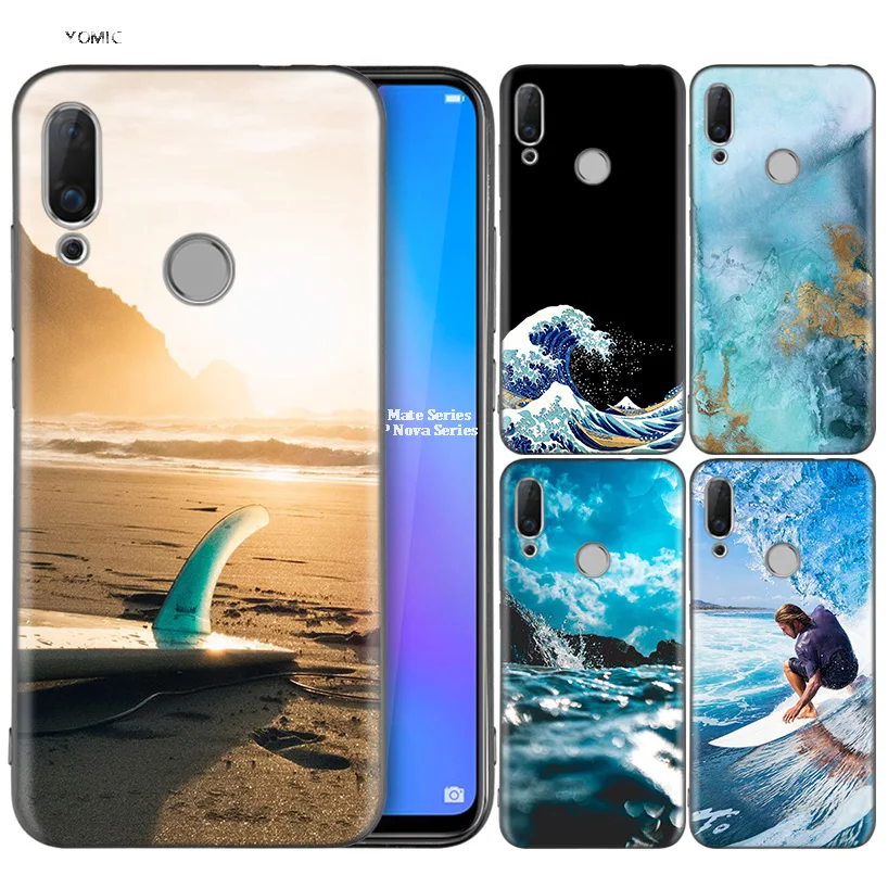 

Silicone Coque Case for Huawei P30 P20 P10 P9 Mate 20 10 Lite Pro Nova 3i 4e 3E P Smart 2019 2018 Plus Surfing Sea Ocean