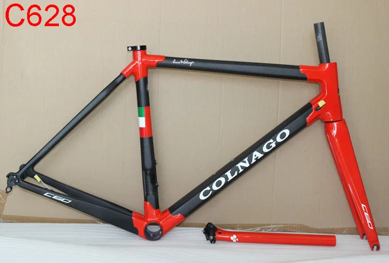 Top 12 color can choose Colnago C60 Road bike Frame Red carbon fiber bicycle frame +Seatpost+Fork+Clamp+Headset 13