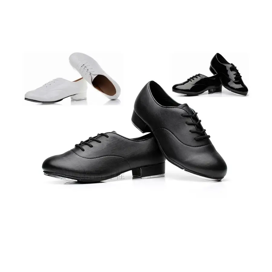 Danc Shoes Man Step Dames Lacing Aluminum Tap Dance Shoes Men Sneakers with Thick Heel for Adult Child Men Stage shoes