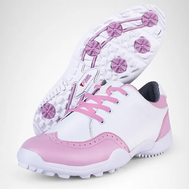 PGM Women Waterproof Golf Shoes Genuine Leather Brand Pink Sneakers