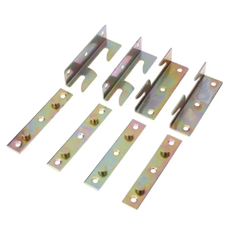 

8pcs Iron Furniture Wood Bed Fittings Connectors Brackets Joiners Hook Frame Replacement Rail Bracket Home Hardware
