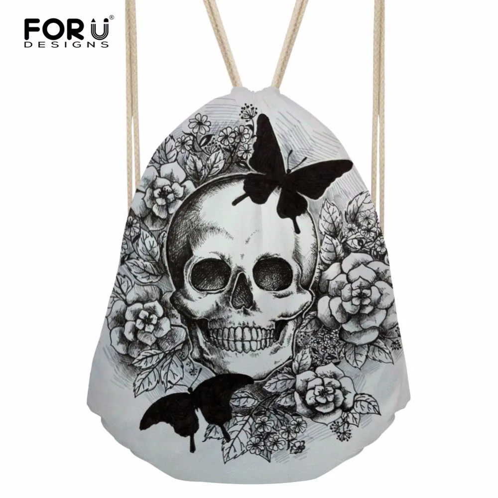 FORUDESIGNS/Для женщин панк череп печать сумка мешок женская мальчиков тоут строка