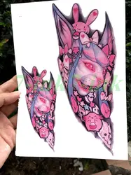 Временная татуировка стикер боди-арт Розовая кошка без шерсти кролик лук вода переводная поддельная Татуировка флеш-тату для женщин мужчин