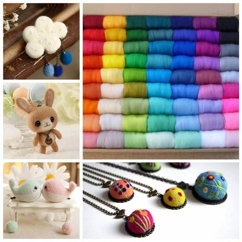 

12bags/lot 100 Random Colors/bag Wool Fiber Roving Felt For Needle Felting Hand Spinning DIY Craft Fun Needlework XLZ9074