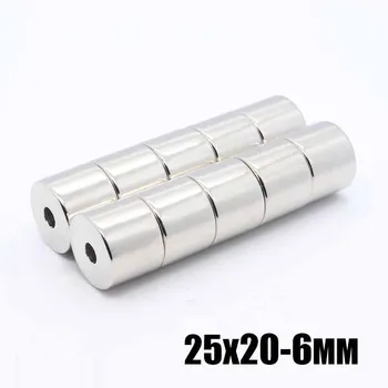 

2pcs 25mm x20mm-6 N35 NdFeB Ring Magnet Dia. 25x20 mm thick M6 straight Hole Neodymium Rare Earth Permanent Magnet 25x20-6mm