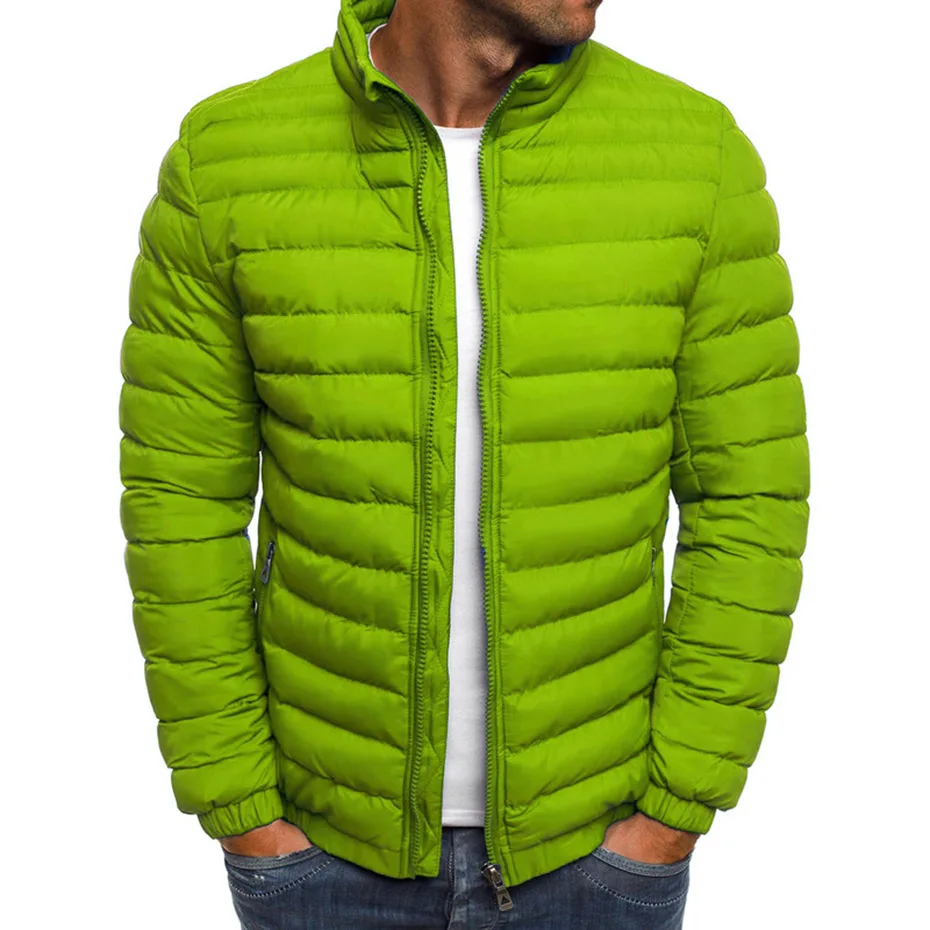 ZOGAA зимняя мужская куртка, модная мужская теплая куртка со стоячим воротником, мужские однотонные толстые куртки и пальто, мужское зимнее пальто, горячая распродажа - Цвет: Армейский зеленый