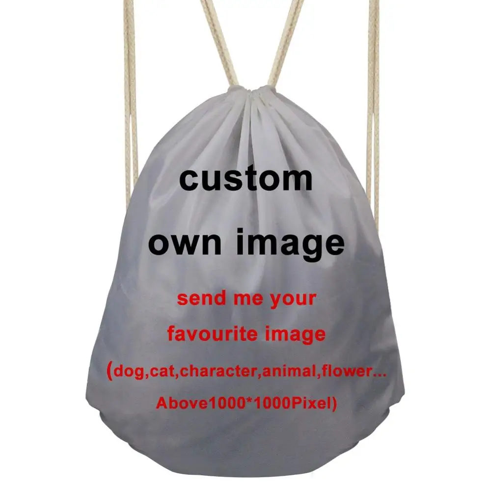 

Customized Logo Image Travel Daily Drawstring Bags Women Outside Backpacks Kids Girls Customie Bags Drop Shipping Wholesale