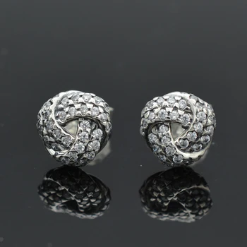 

Pave zircon fashion bright concentric knot earrings silver earrings for women jewelry