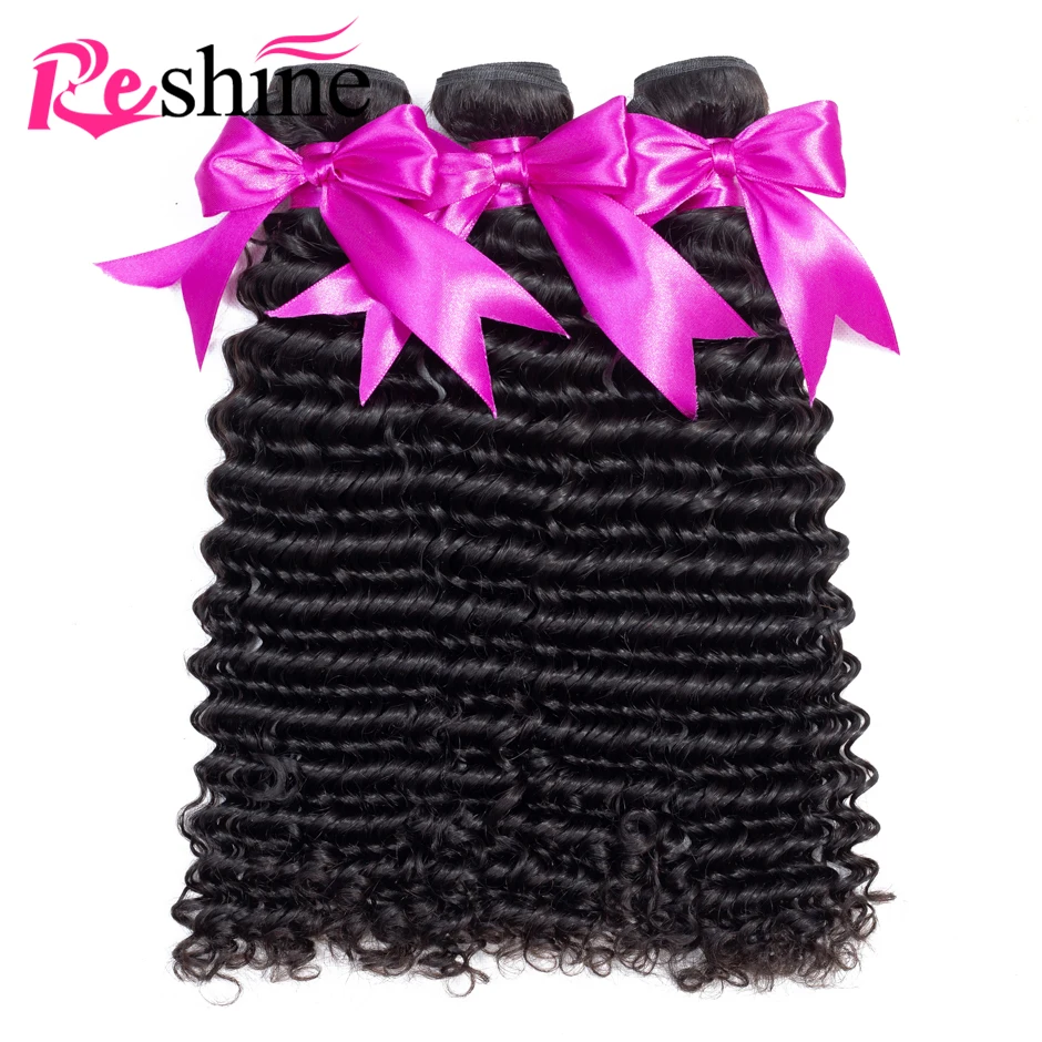 

Reshine Peruvian Deep Wave Hair Bundles 100% Human Hair 1/3/4 Bundles 10-26 Inches Natural Color Remy Hair Weaves Extension