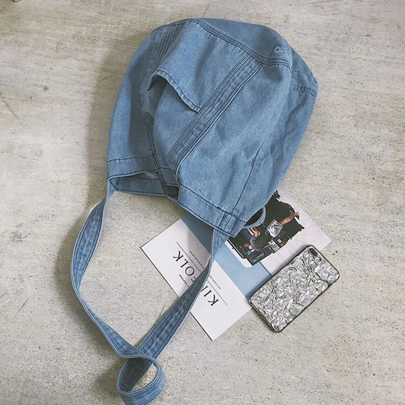 Джинсовая сутулящаяся сумка Повседневная джинсовая тканевая сумка для отдыха корейский стиль Модная японская модная сумка-мессенджер с верхней ручкой