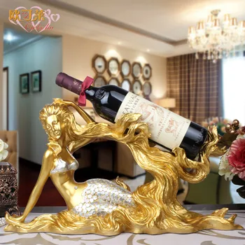 

Modern minimalist Decor ornaments Mermaid resin wine Home Furnishing resin wine rack shelf European wine