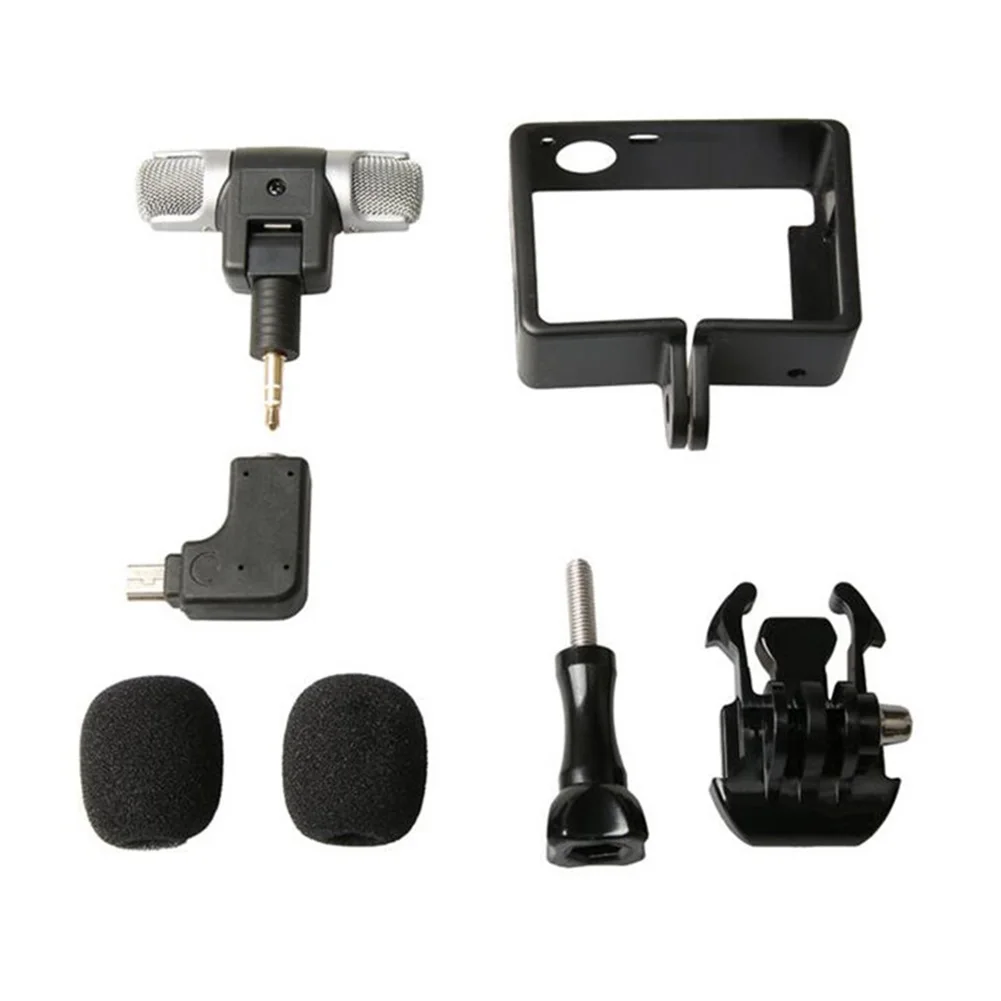 2019 Новый мини стерео микрофон + стандартная рамка чехол для Hero 4 3 внешнего