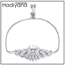 HADIYANA, новинка, AAA кубический цирконий, большой шикарный элегантный браслет, регулируемый, классический, блестящий, серебристый/Золотой, для OL, для женщин, подарок SL083
