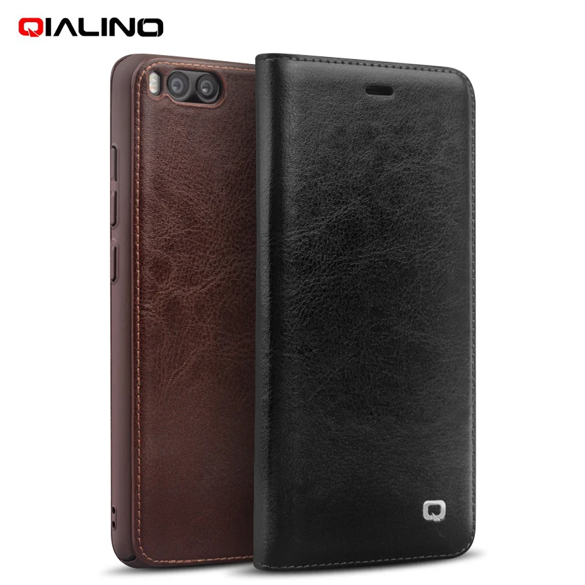 QIALINO Origina Case For Xiaomi Mi 6 Phone Cases Classic Genuine Cowhide Leather Flip Cover Case