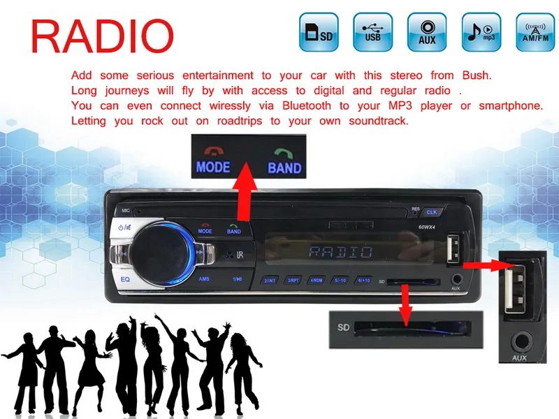 Магнитола player1 DIN DAB+ автомобильное радио аудио MP3 плеер ЖК-дисплей экрана данные беспроводного обмена Авторадио слот FM AM AUX Стерео