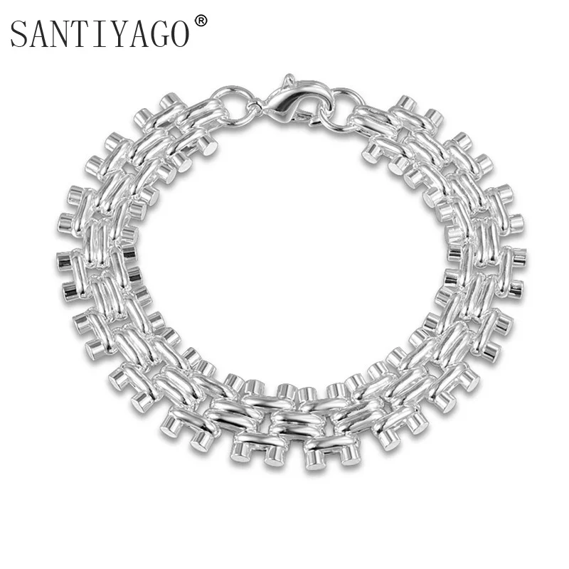 Men's Link Bracelet Fashion Silver Plated High Polished Jewelry