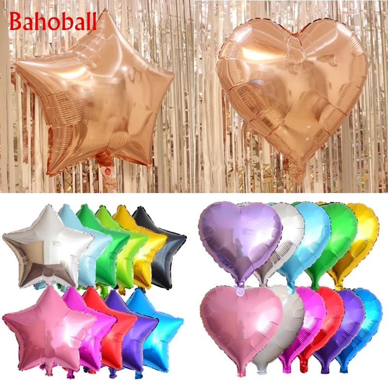 

New 18-inch rose gold star and heart aluminum balloon children's birthday party bride and groom wedding decoration foil balloons