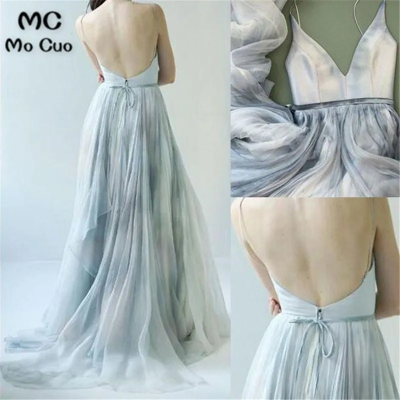 Spaghetti Straps V-neck Prom Dress,Long Backless Senior Prom Dress,Formal Women Dresses44