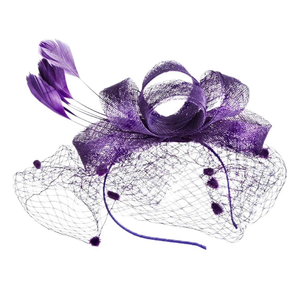 Шляпка-Вуалетка для женщин с цветочной сеткой, лентами, перьями, фетровой шляпой, головной повязкой или зажимом для коктейля, чая, вечерние головные уборы для девочек@ 20