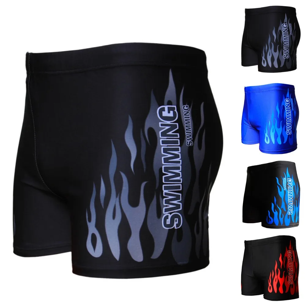 

2019 New Arrivie Swimwear Men Swimming Trunks Hot Swimsuits Boxer Shorts Flame Print Swim Suit Beach Shorts Wear hot sell Summer