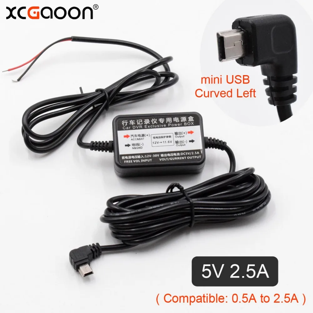 

XCGaoon 10 Piece Car DC Converter Module Input 12V 24V Ouput 5V 2.5A with mini USB Cable (Curved Left) Low Voltage Protection