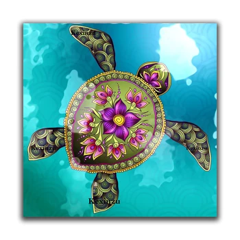Tanie Kexinzu 2019 Nowy Pełna Plac/okrągłe Wiertła 5D Obraz Diamentowy DIY Instrukcji Obsługi Turtle Kwiat