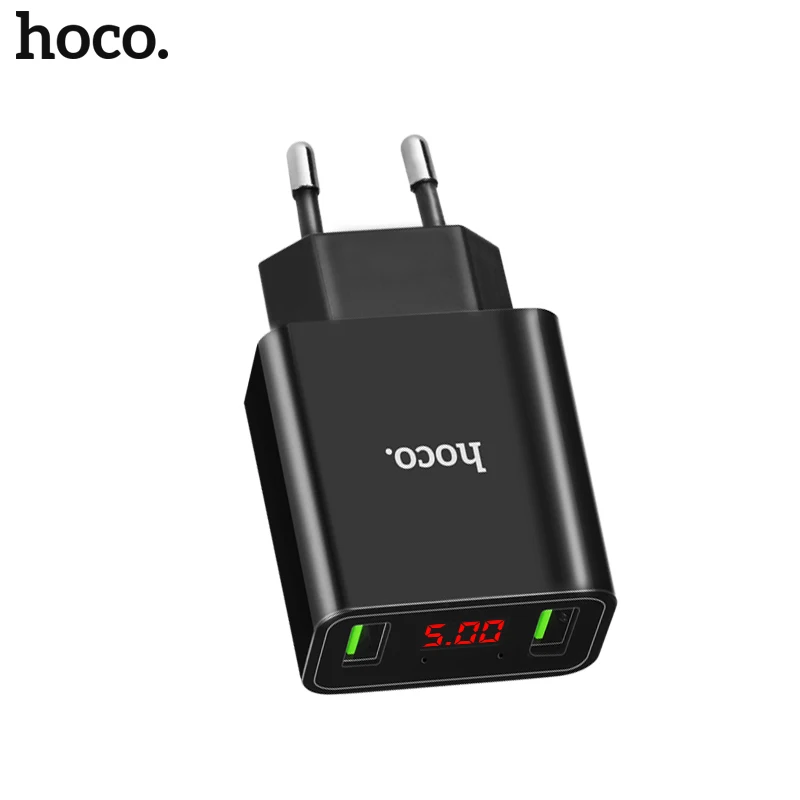 HOCO 5 V 3A 2 3 منافذ USB جدار سريع شحن شاحن الولايات المتحدة الاتحاد الأوروبي التوصيل الطاقة LED عرض محول ل فون سامسونج جهاز الهاتف المحمول