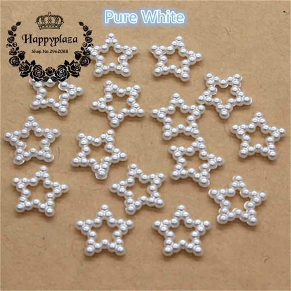100 шт 12 мм в форме звезды имитация жемчуга плоские бусины для ручная работа Скрапбукинг декорирование, 13 цветов на выбор - Цвет: pure white