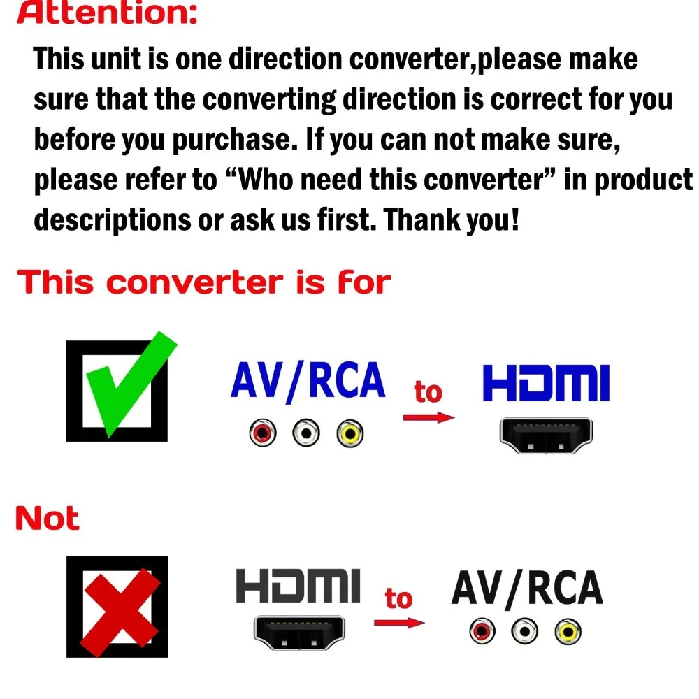 Композитный преобразователь Aikexin AV HDMI 3RCA CVBS в адаптер AV2HDMI поддержка 720P/1080P для