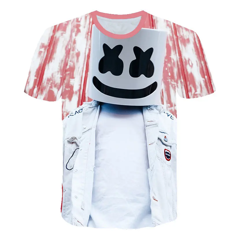 

TUNSECHY Summer 2019 Music DJ Marshmello Shirt Smile Face T-shirt Tollder Boy Shirts Short Sleeves Streetwear Women/Men Clothing