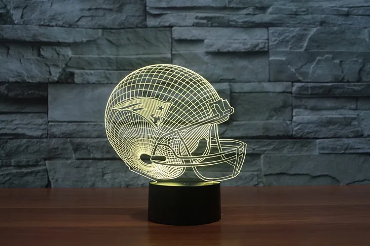 3D New England Patriots Logo NFL Team Collection Football Helmet Visual Lamp Home Decor LED Table Lamp Night light Drop Ship
