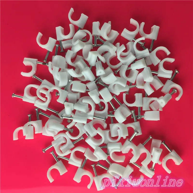 100pcs YL412Y Circle 7mm Wire Fixed Cable Clips Nail Clips Cable Trough
