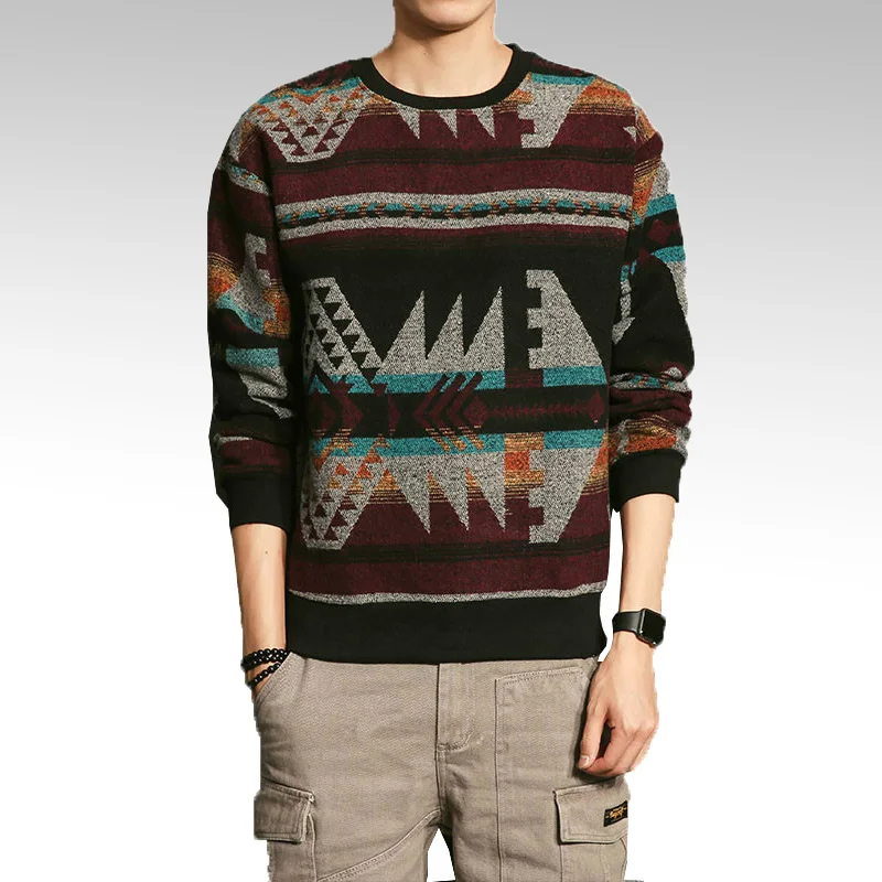 Осенний свитер для мужчин модный бренд рукав Круглый воротник Свободный вязаный свитер зимний мужской джемпер вязаный свитер