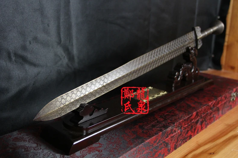 Китайская античная бронза меч прямое короткое лезвие металла ремесло боевого искусства для гуцзянь деревянная подставка для бесплатной продажи