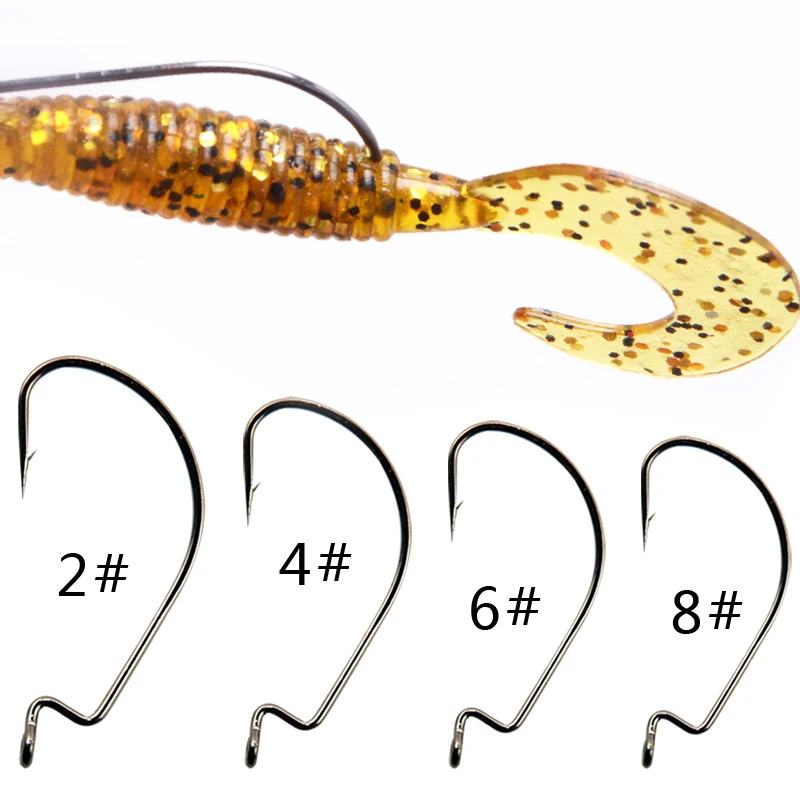 BaMMax Fishing hook High quality 10pcs 8# 4# 2/0 3/0 crank hook for Soft Worm Bait Crankbait Fishing Tackle accessories pesca