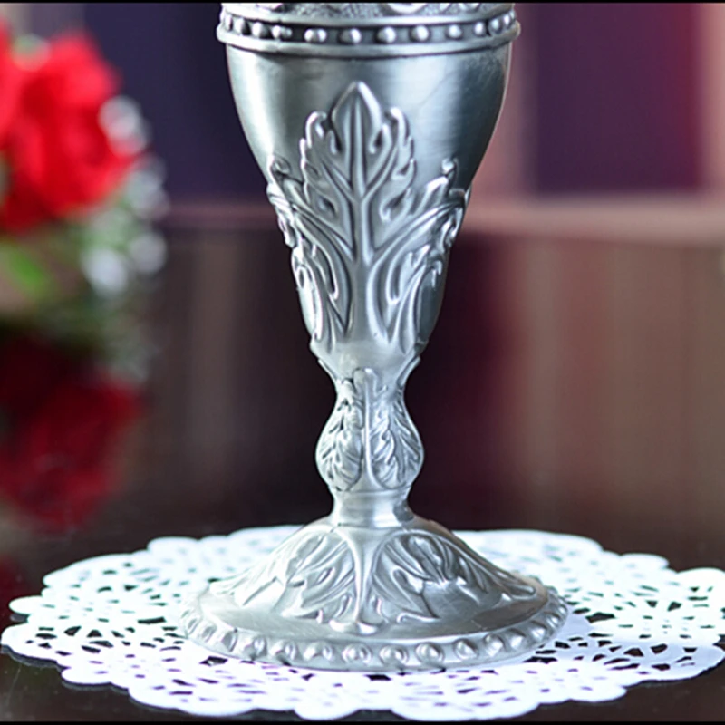 Pewter Plated Metal Flower Vase For Home Decoration