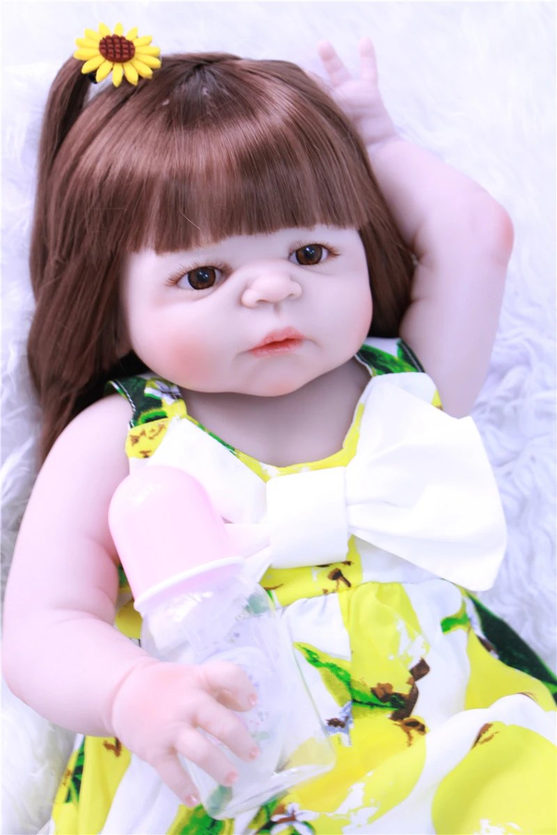 

Bebes reborn full body silicone reborn baby dolls NPK 23" fake baby girl dolls toys gift rooted hair bonecas