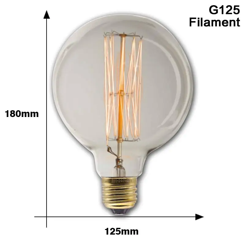 Ретро Edison led светильник лампочка E27 220 В 40 Вт A19 ST64 G80 G95 G125 T10 T45 T185 ампулы Винтаж лампа накаливания Эдисона - Цвет: G125 Filament