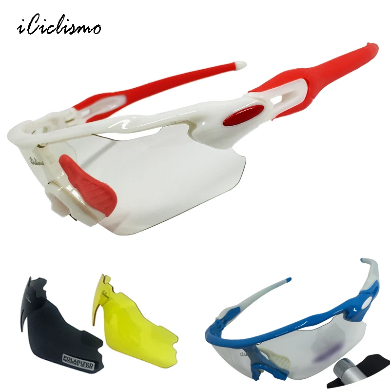 

3 Lens Photochromic Cycling Eyewear Sports Polarized Cycle Sunglasses Goggles Mountain Bike Glasses Bicycle Cycling Glasses