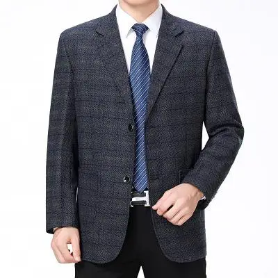 Деловой мужской костюм, куртка, повседневный костюм, две кнопки, блейзеры, куртки, высокое качество, зимняя и осенняя одежда, размер M-3XL - Цвет: blue gray