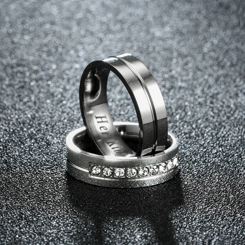 1 пара простой пары кольцо любовь драгоценные изделия commitment инкрустация из нержавеющей стали Кристалл обручальное кольцо юбилей ювелирные изделия