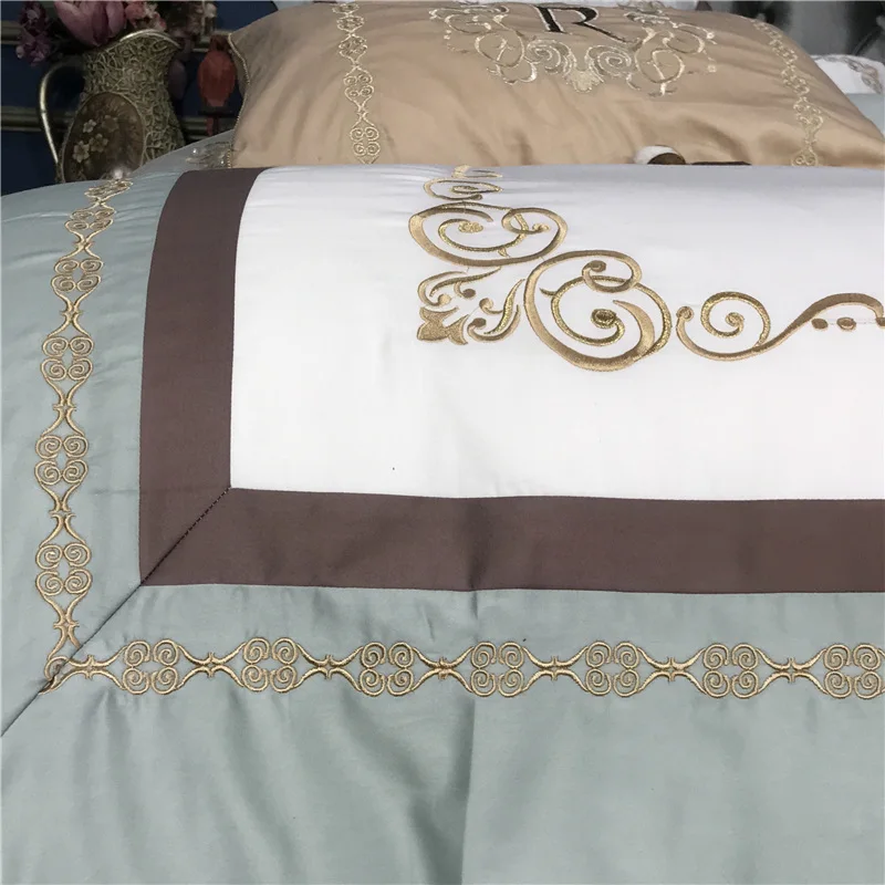 IvaRose, роскошный комплект постельного белья, 4 шт., зеленый, розовый, простыня, набор пододеяльников, наволочка, домашнее свадебное украшение, размер King queen