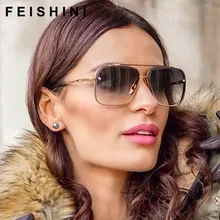 FEISHINI, модные серые градиентные очки, защитные стразы, без оправы, солнцезащитные очки для женщин, винтажные, негабаритные, роскошные, брендовые, дизайнерские