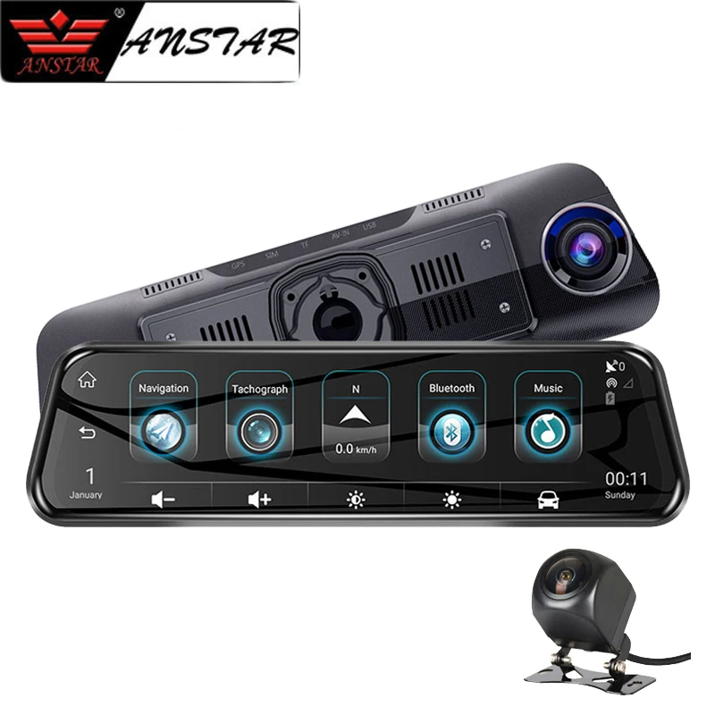 

ANSTAR 10" 4G 3G Rearview Mirror Dash Cam 1080P Android DVR GPS Navigation ADAS WIFI Dual lens Car Registrar Auto Camera