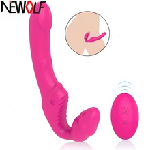 Strapless Strapon Dildo Vibrators G Spot Clitoris Stimulator Strap On Double Ended Dildos Adult Sex Toys for Lesbian Woman Q078