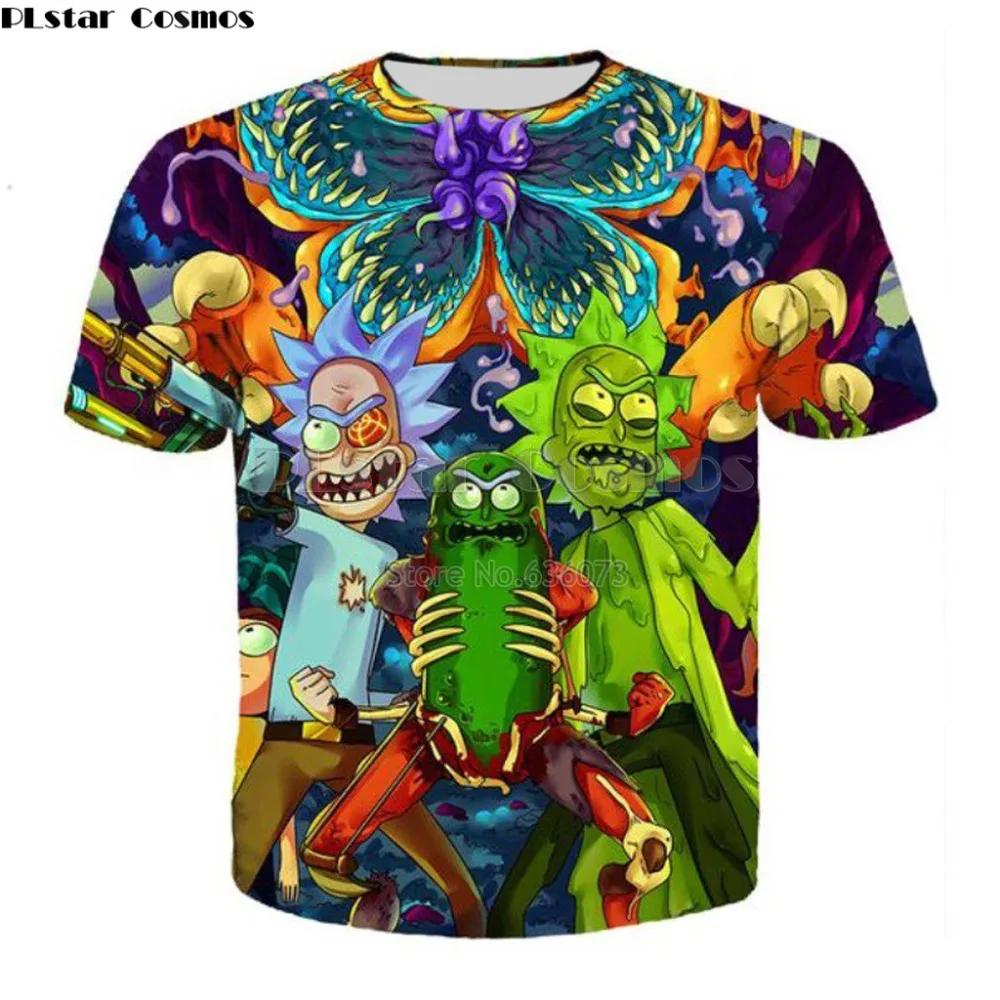 

PLstar Cosmos Drop shipping 2018 summer Fashion t-shirt Cartoon Rick and Morty 3d Print Men/women T shirts Hip hop Tee shirts