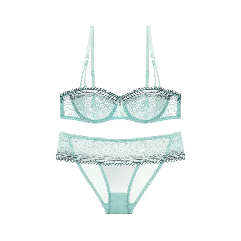 Kopen Varsbaby vrouwen Underwire Sexy Kant Bloemen Ondergoed Dames Ultra dunne Beha Sets