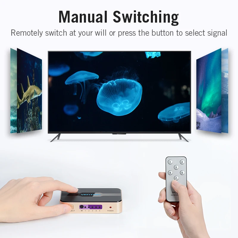 Сплиттер HDMI Vention коммутатор 5 входов 1 выход переходник Xbox 360 PS4 Smart HDTV 4K Android|hdmi