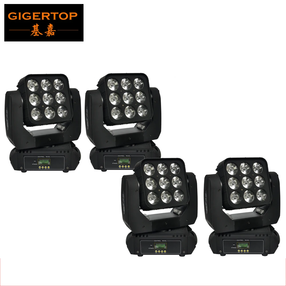 4Pcs/Lot  NEW 9x10W Matrix Beam 4IN1 RGBW Led Matrix Moving Head Light Auto-run feature, DMX-512 control console Voice-activated